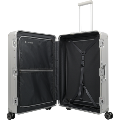 Travelite Next 4-Rollen-Trolley aus Aluminium 77 cm -Silber KOFFER-PLUS.COM