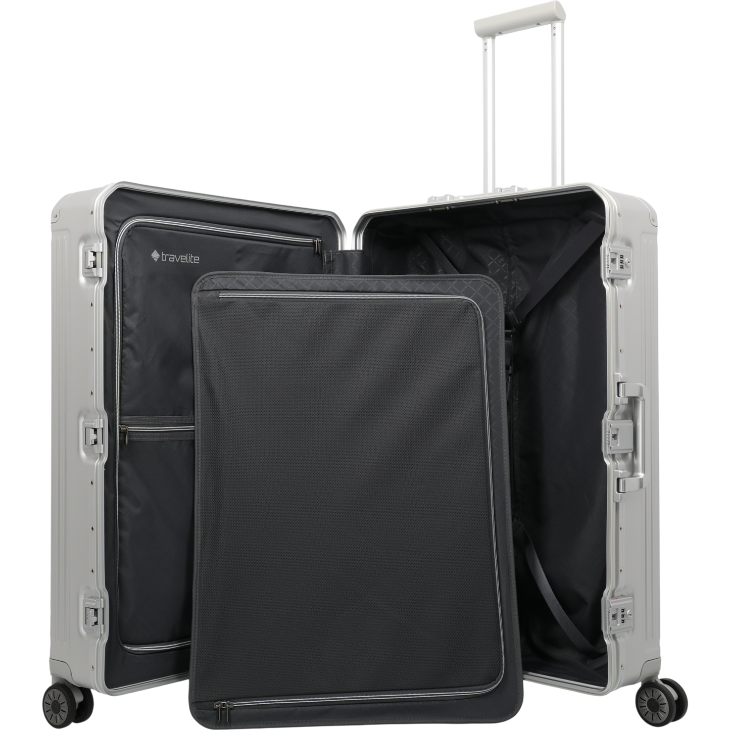 Travelite Next 4-Rollen-Trolley aus Aluminium 77 cm -Silber KOFFER-PLUS.COM