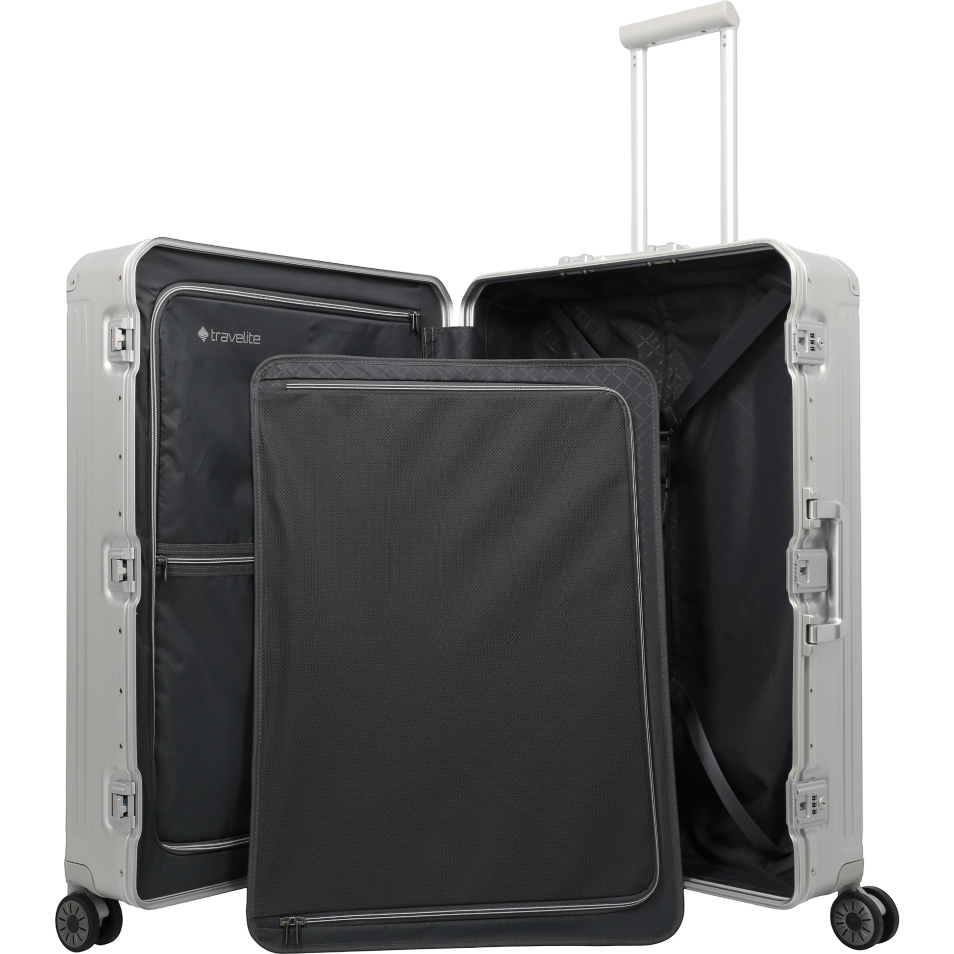 Travelite Next 4-Rollen-Trolley aus Aluminium 77 cm -Silber KOFFER-PLUS.COM