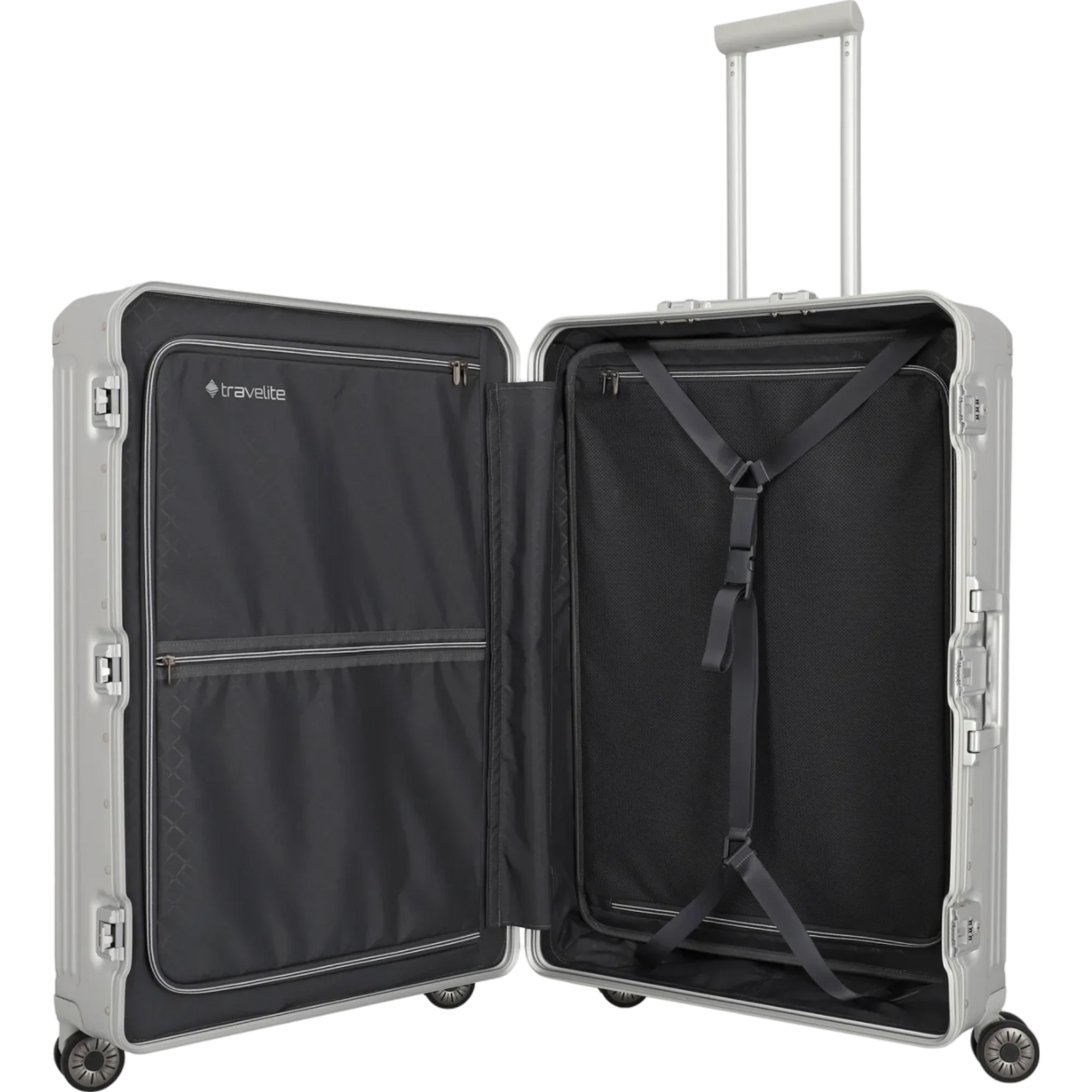 Travelite Next  4-Rollen-Trolley aus Aluminium 77 cm -Silber KOFFER-PLUS.COM