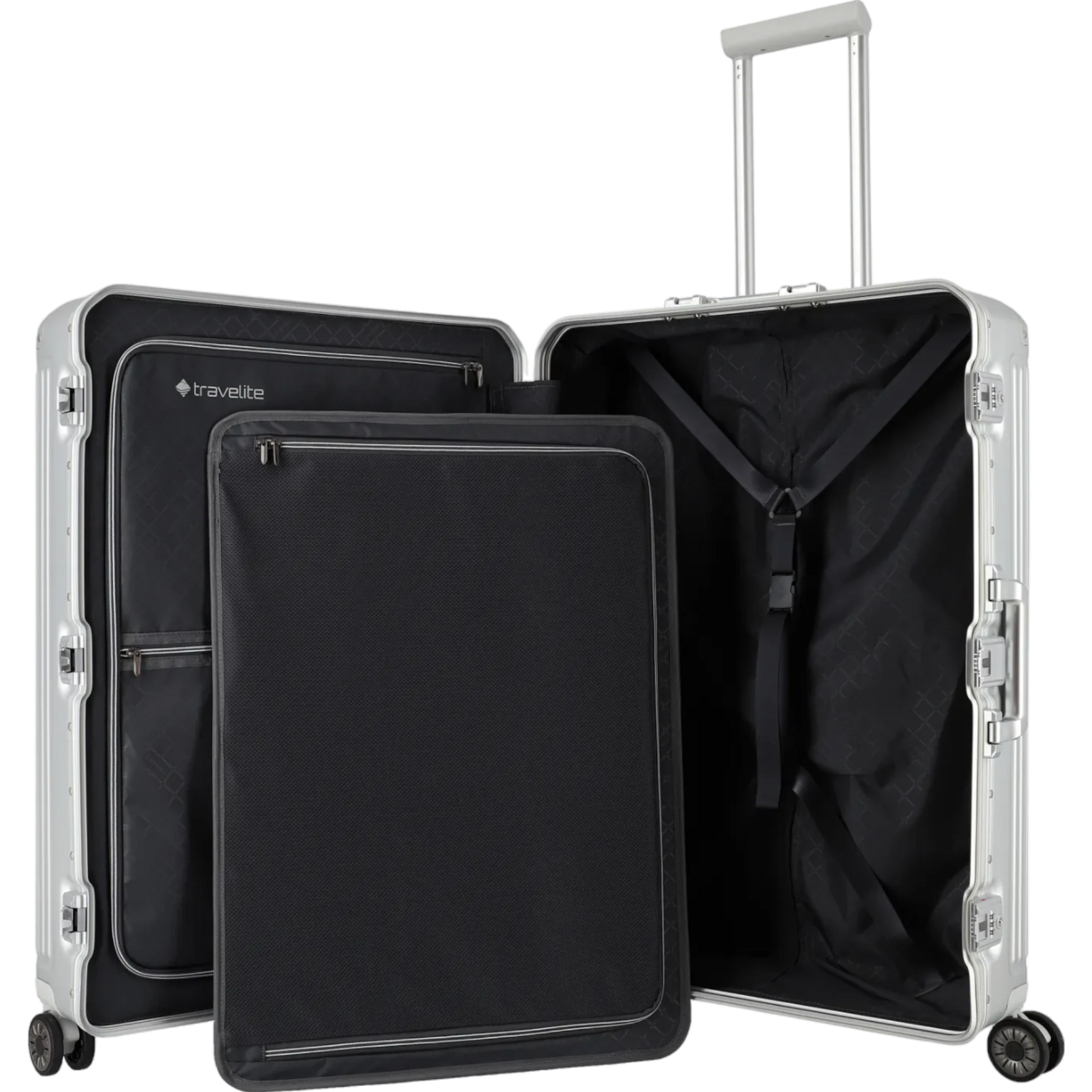 Travelite Next  4-Rollen-Trolley aus Aluminium 77 cm -Silber KOFFER-PLUS.COM