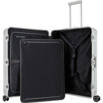 Travelite Next  4-Rollen-Trolley aus Aluminium 77 cm -Silber KOFFER-PLUS.COM