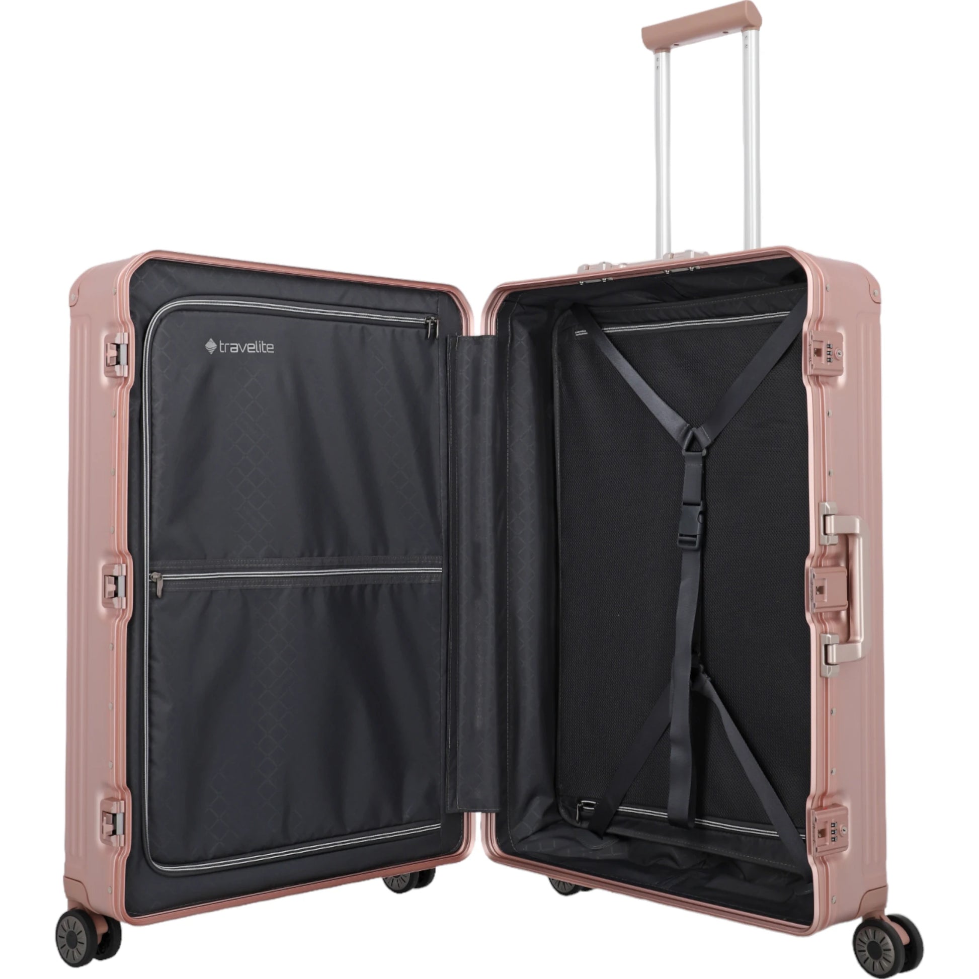 Travelite Next 4-Rollen-Trolley aus Aluminium 77 cm -Rose KOFFER-PLUS.COM