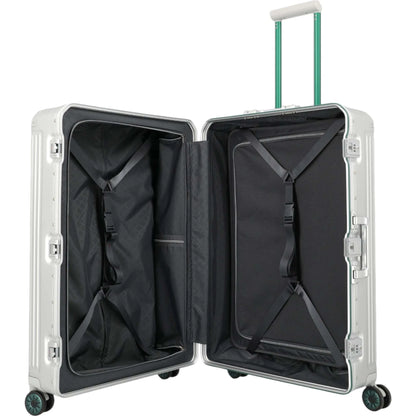 Travelite Next 4-Rollen-Trolley aus Aluminium 77 cm -Silber-Grün KOFFER-PLUS.COM