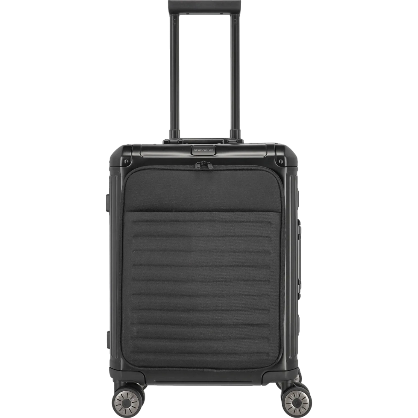 Travelite Next  4-Rollen-Bordtrolley aus Aluminium mit Vortasche 55 cm KOFFER-PLUS.COM