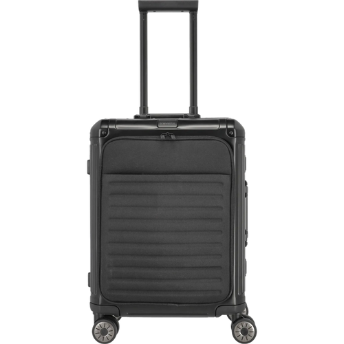 Travelite Next  4-Rollen-Bordtrolley aus Aluminium mit Vortasche 55 cm -Schwarz