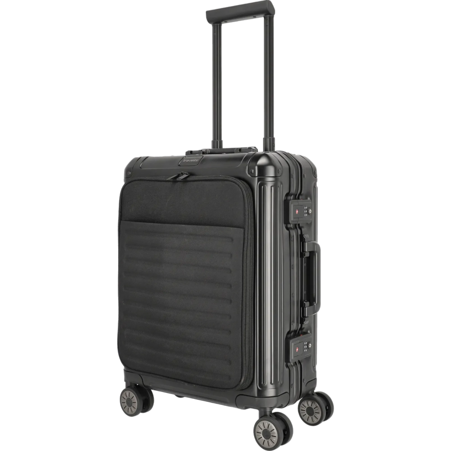 Travelite Next  4-Rollen-Bordtrolley aus Aluminium mit Vortasche 55 cm KOFFER-PLUS.COM