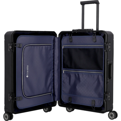 Travelite Next  4-Rollen-Trolley aus Aluminium M 67 cm -Schwarz KOFFER-PLUS.COM