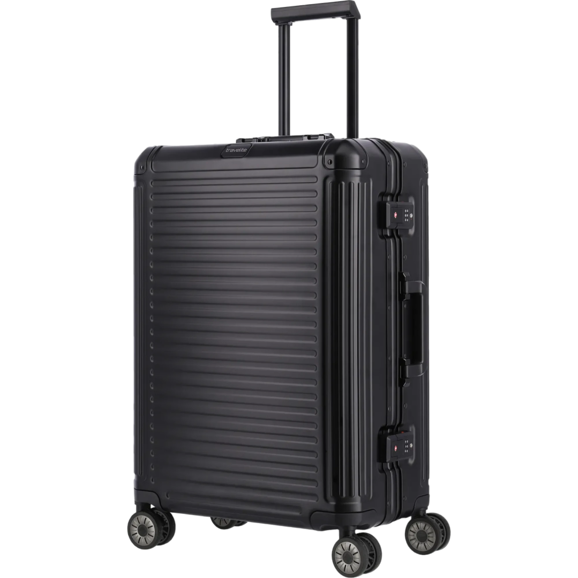 Travelite Next  4-Rollen-Trolley aus Aluminium M 67 cm -Schwarz KOFFER-PLUS.COM