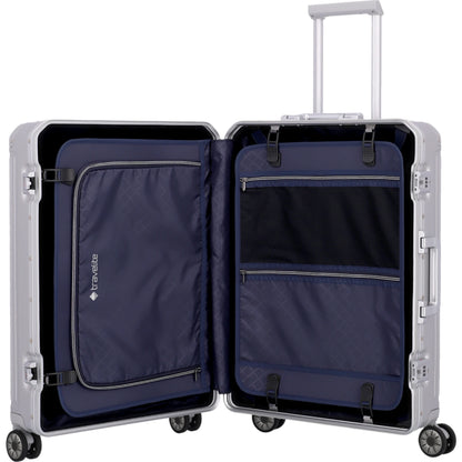 Travelite Next  4-Rollen-Trolley aus Aluminium M 67 cm -Silber KOFFER-PLUS.COM