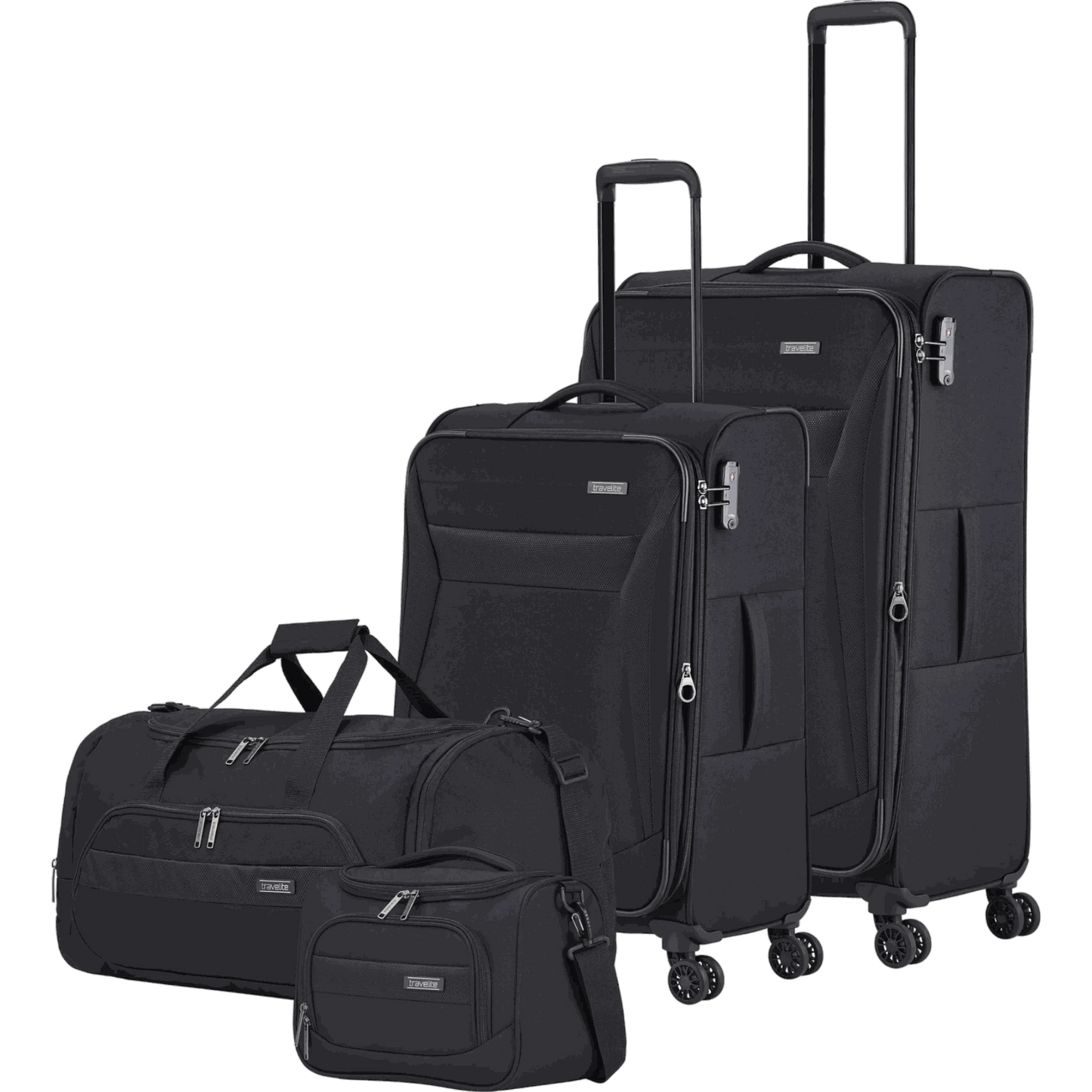 Travelite Chios 4-Rollen-Trolleyset 4tlg. L/M/S/BC -Schwarz KOFFER-PLUS.COM