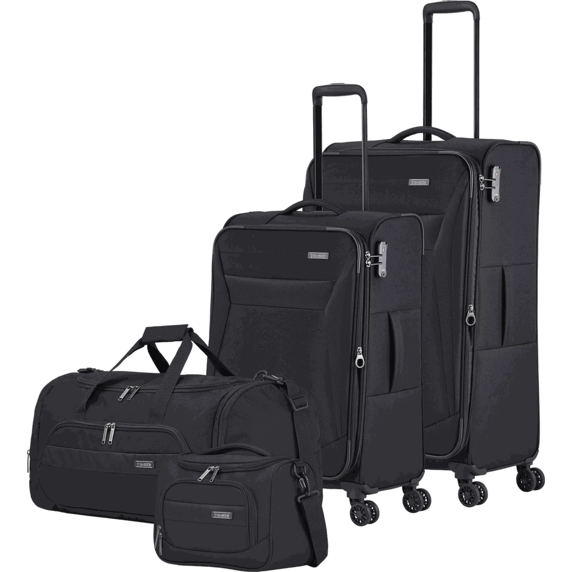 Travelite Chios 4-Rollen-Trolleyset 4tlg. L/M/S/BC -Schwarz KOFFER-PLUS.COM