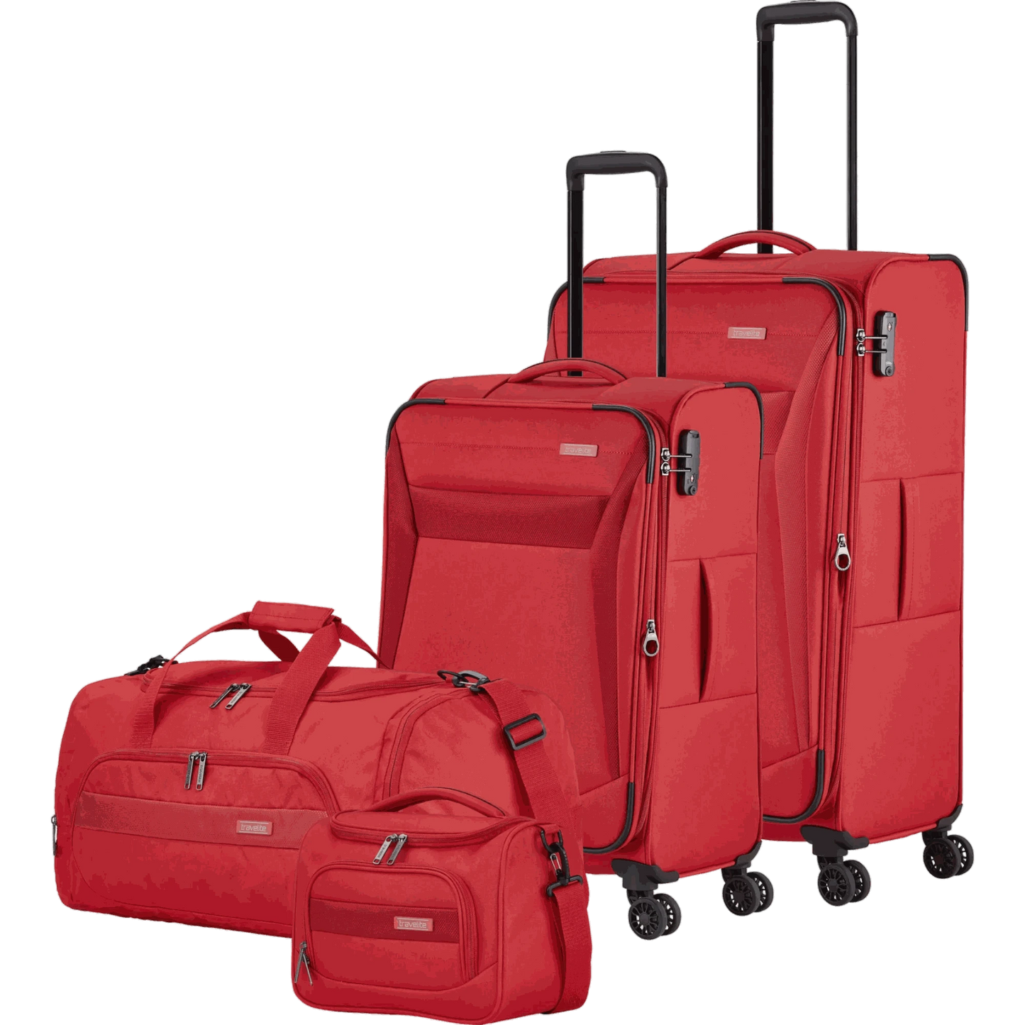 Travelite Chios 4-Rollen-Trolleyset 4tlg. L/M/S/BC -Rot KOFFER-PLUS.COM