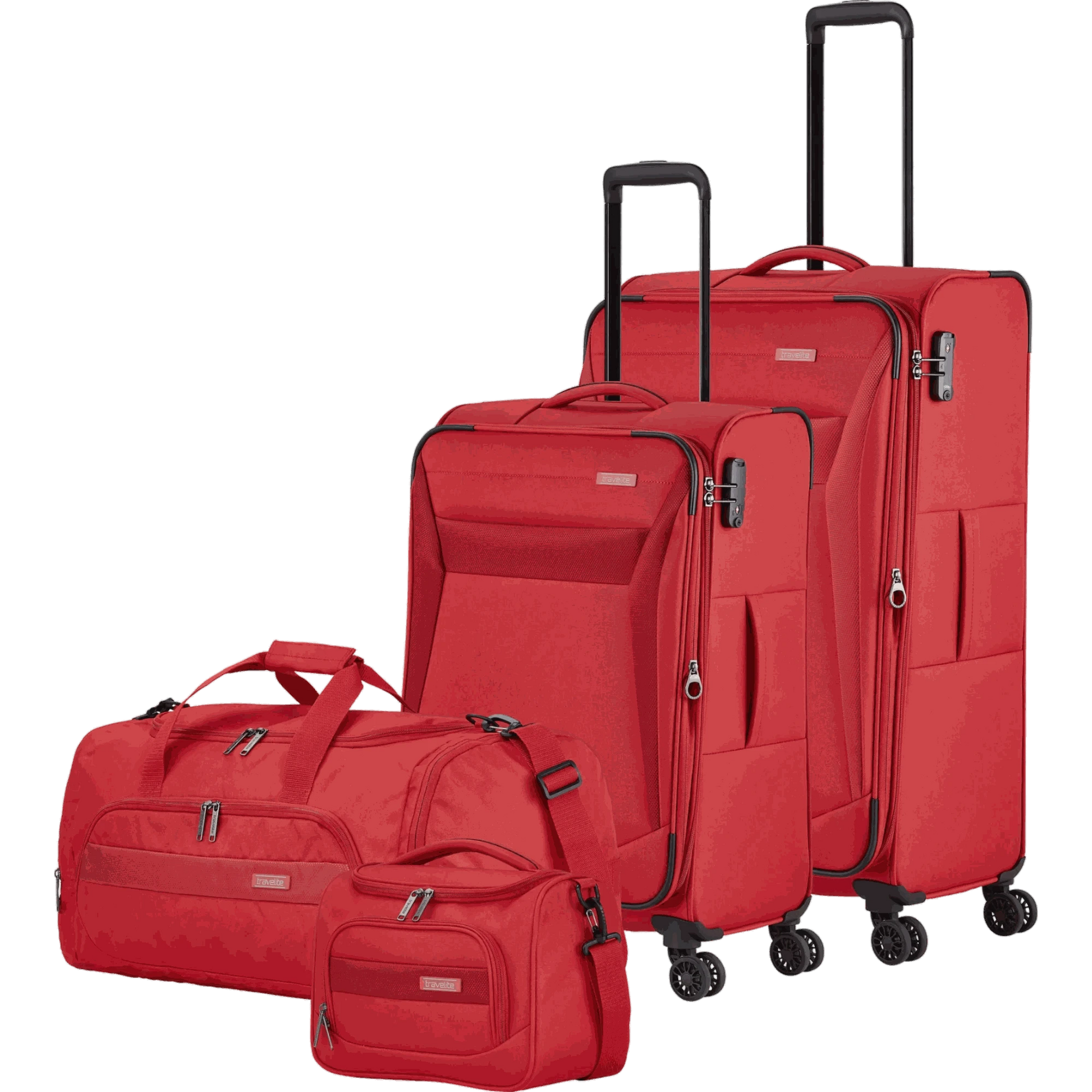 Travelite Chios 4-Rollen-Trolleyset 4tlg. L/M/S/BC -Rot KOFFER-PLUS.COM