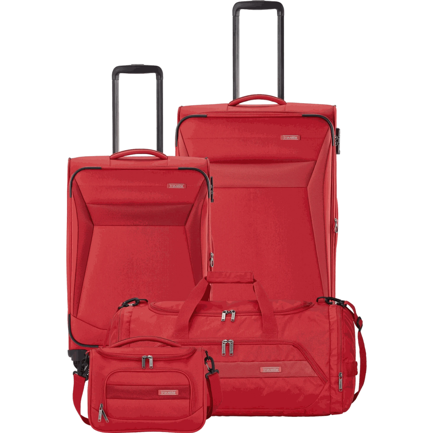 Travelite Chios 4-Rollen-Trolleyset 4tlg. L/M/S/BC -Rot KOFFER-PLUS.COM