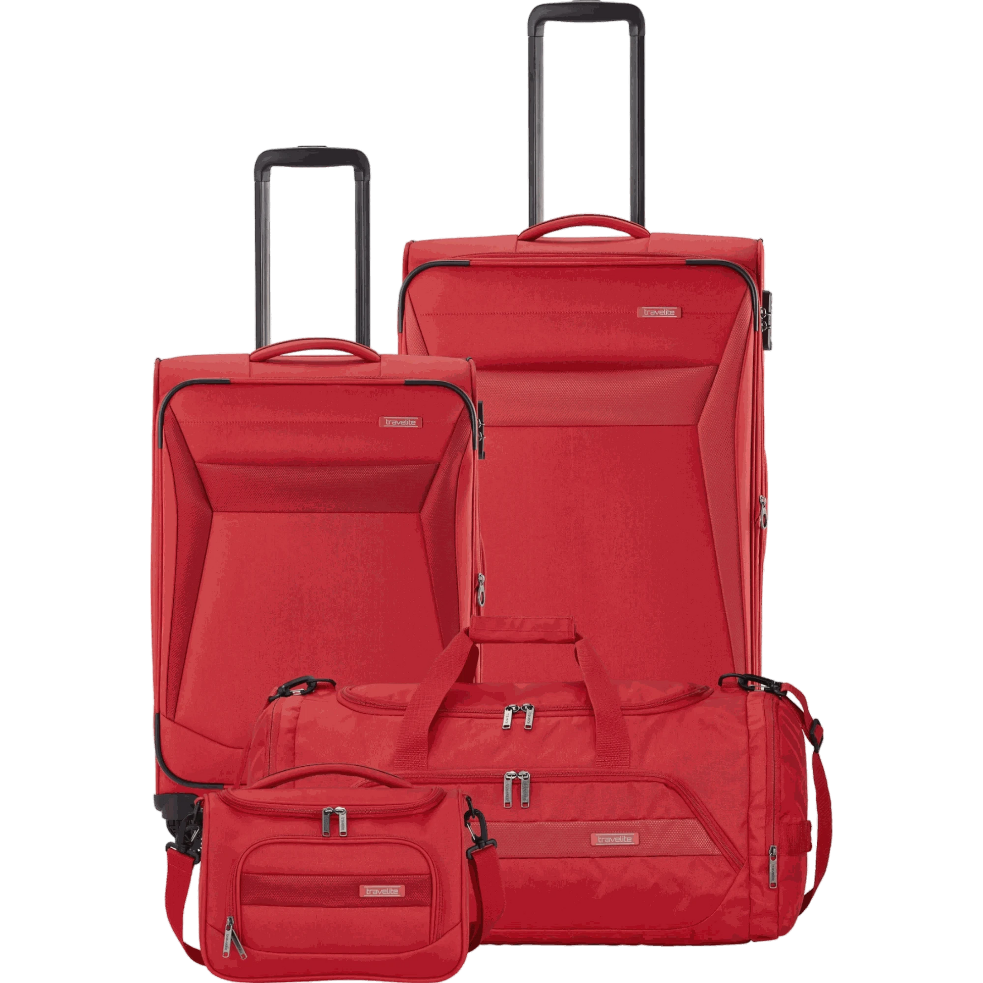 Travelite Chios 4-Rollen-Trolleyset 4tlg. L/M/S/BC -Rot KOFFER-PLUS.COM