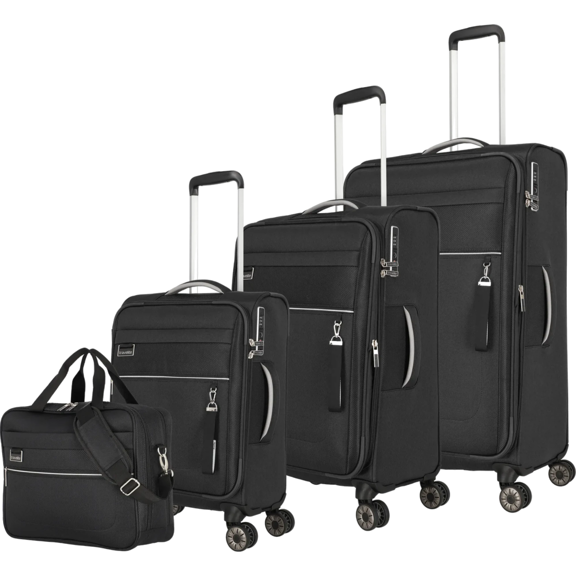 Travelite Miigo 4-Rollen Kofferset 4tlg. L/M/S + Bordtasche -Nachtschw KOFFER-PLUS.COM