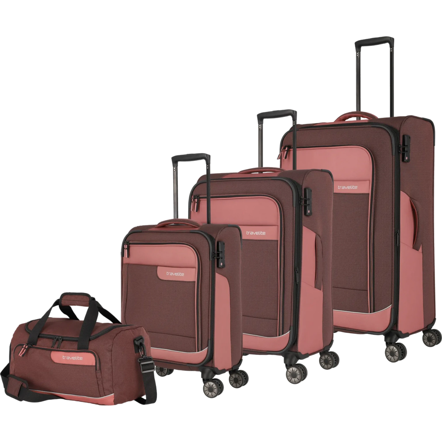 Travelite Viia  4-Rollen Kofferset 4tlg. L/M/S + Reisetasche -Frühling KOFFER-PLUS.COM