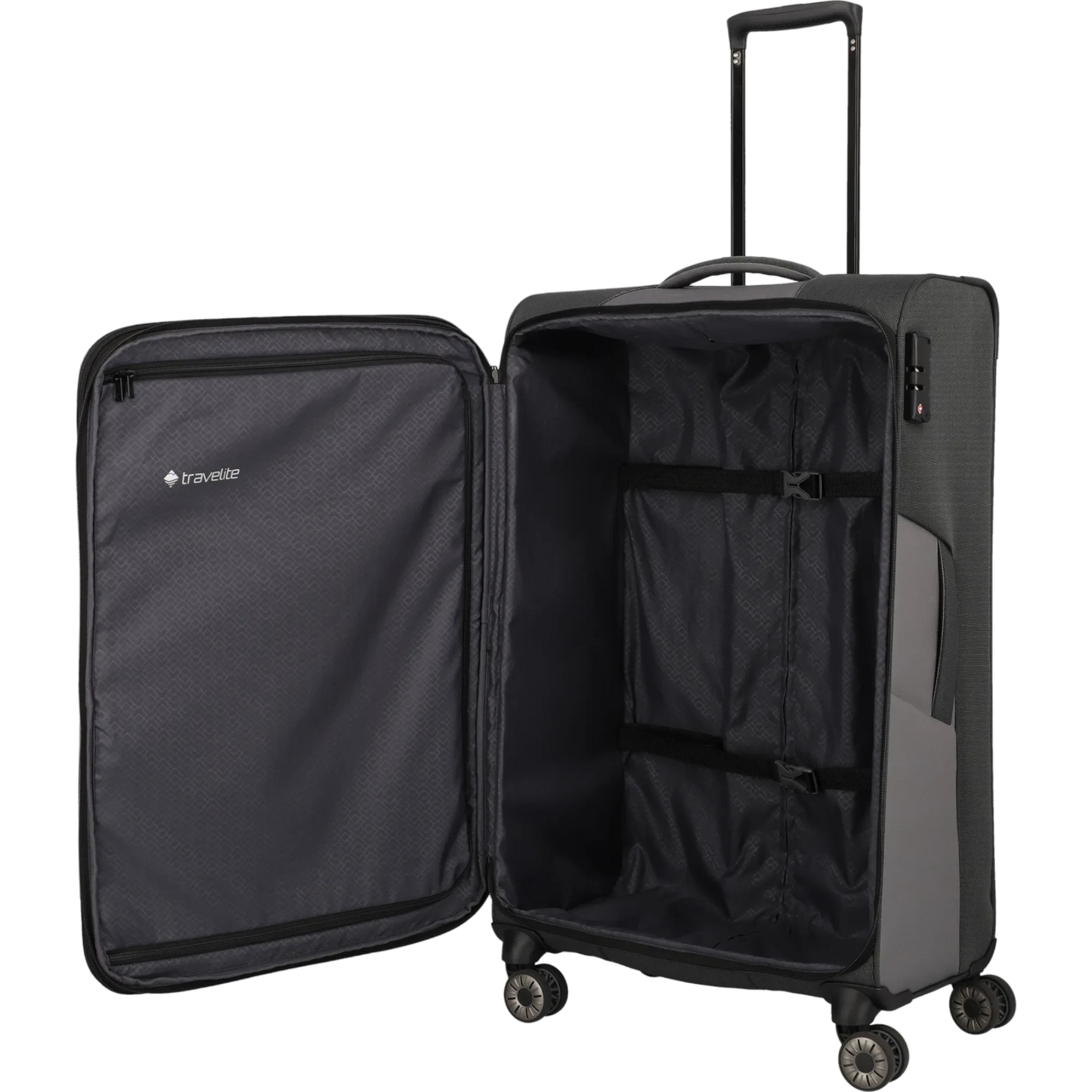 Travelite Viia  4-Rollen Kofferset 4tlg. L/M/S + Reisetasche -Schiefer KOFFER-PLUS.COM