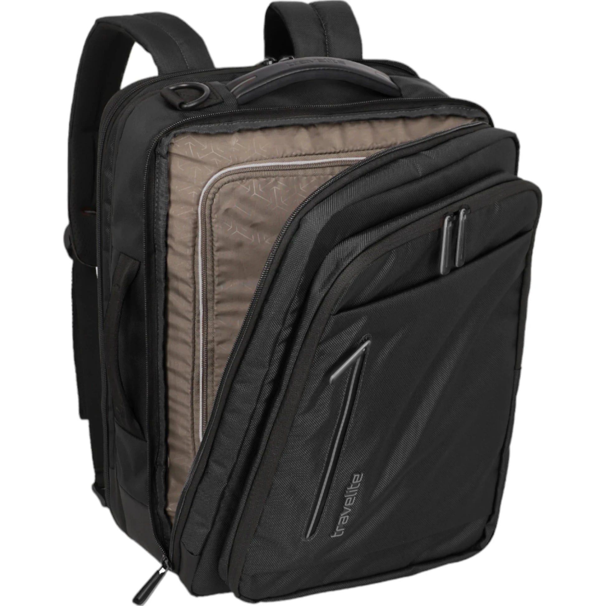 Travelite Crosslite  Bordtasche mit Rucksackfunktion 43 cm -Schwarz KOFFER-PLUS.COM