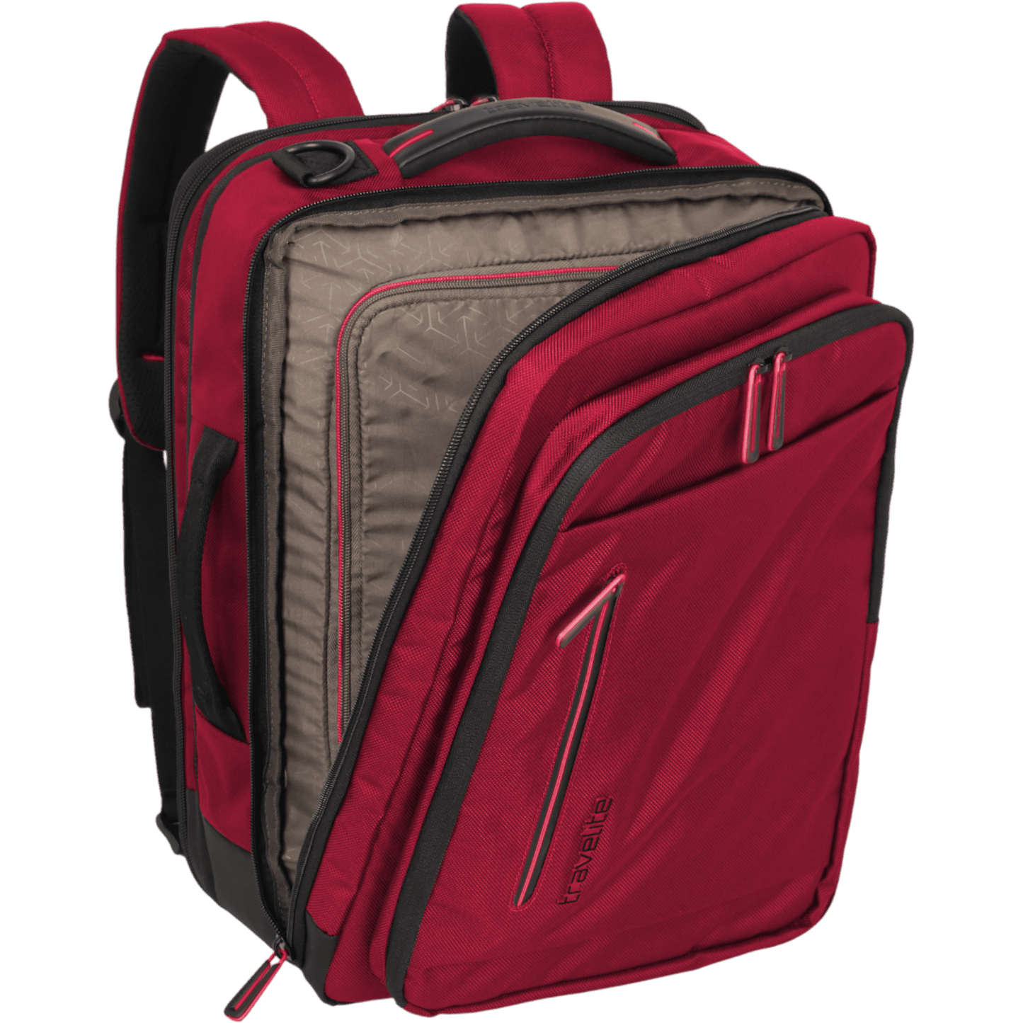 Travelite Crosslite Bordtasche mit Rucksackfunktion 43 cm -Rot KOFFER-PLUS.COM