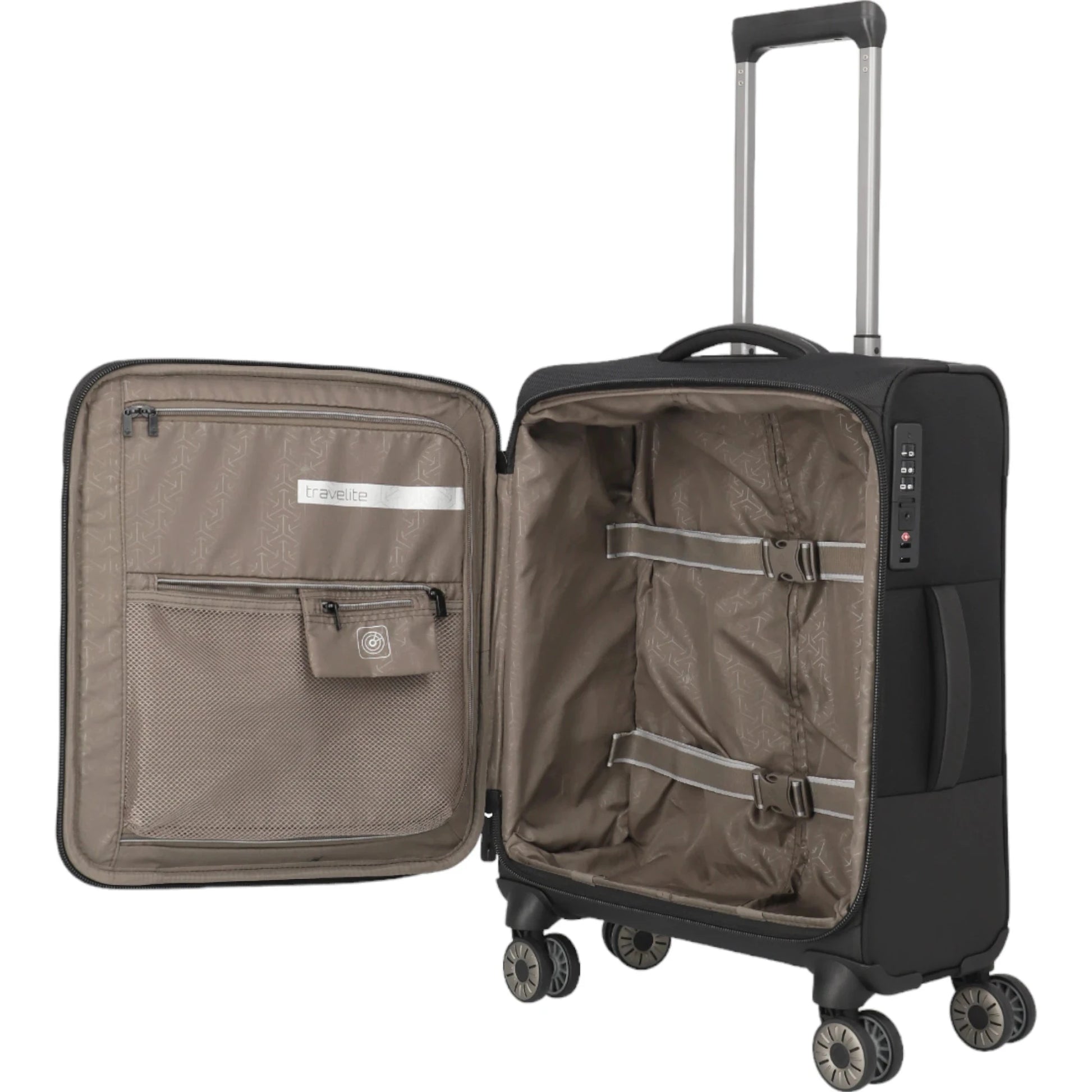 Travelite Crosslite  4-Rollen-Kabinentrolley S 55 cm -Schwarz KOFFER-PLUS.COM