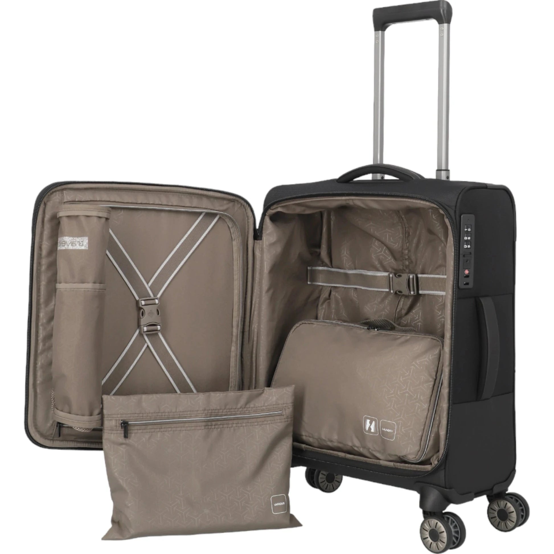 Travelite Crosslite  4-Rollen-Kabinentrolley S 55 cm -Schwarz KOFFER-PLUS.COM