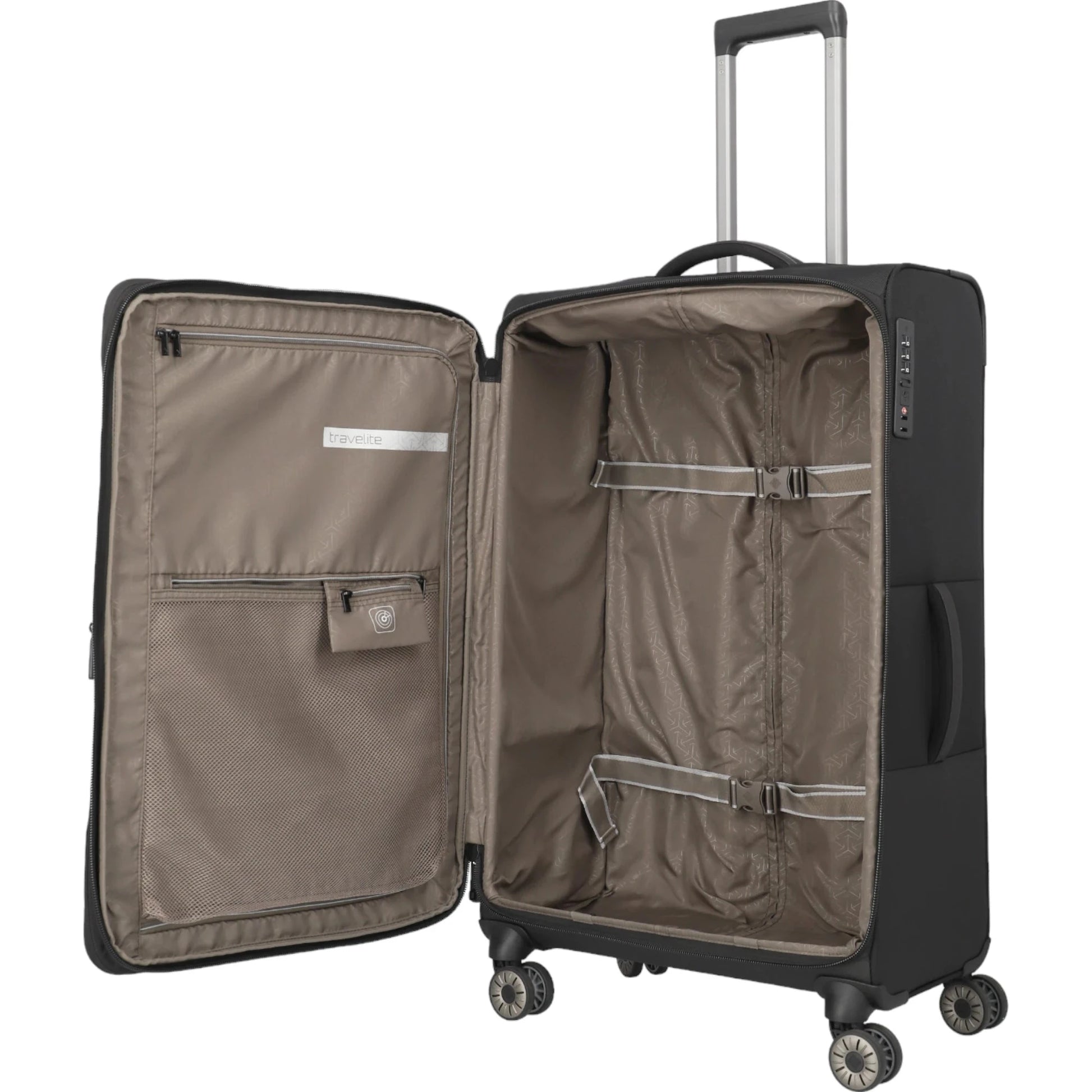 Travelite Crosslite  4-Rollen-Trolley L 77 cm -Schwarz KOFFER-PLUS.COM