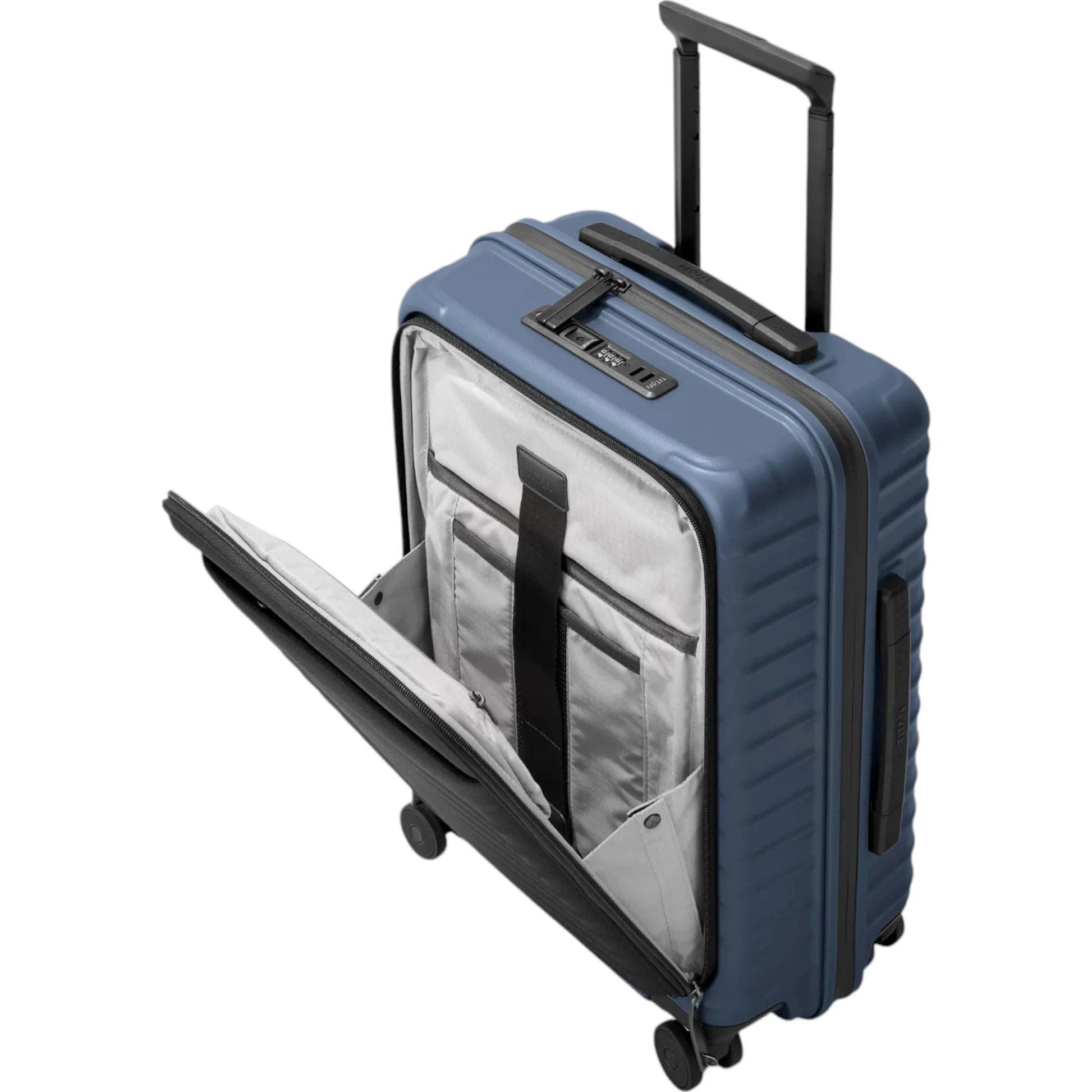 TITAN UPGRADE 4-Rad-Bordtrolley S+ mit Vortasche 55 cm -Midnight Blue KOFFER-PLUS.COM