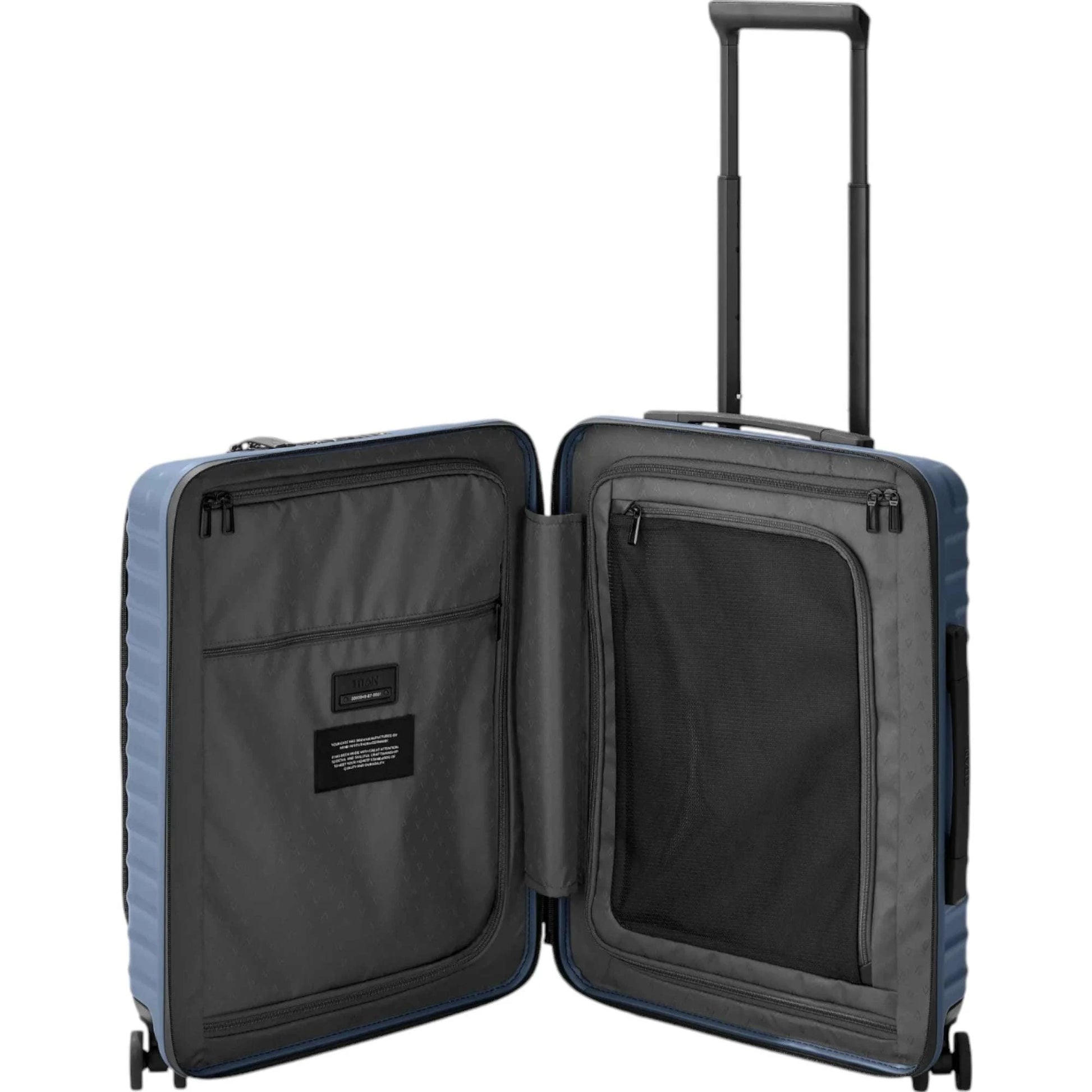 TITAN UPGRADE 4-Rad-Bordtrolley S+ mit Vortasche 55 cm -Midnight Blue KOFFER-PLUS.COM