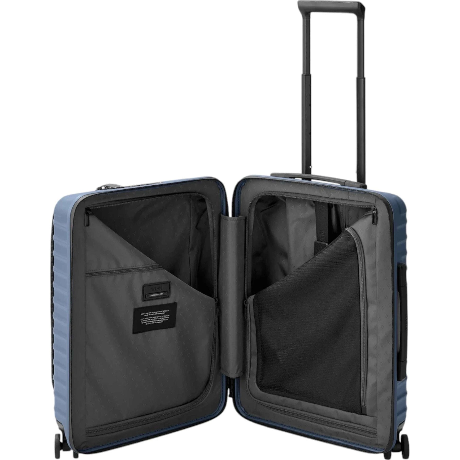 TITAN UPGRADE 4-Rad-Bordtrolley S+ mit Vortasche 55 cm -Midnight Blue KOFFER-PLUS.COM