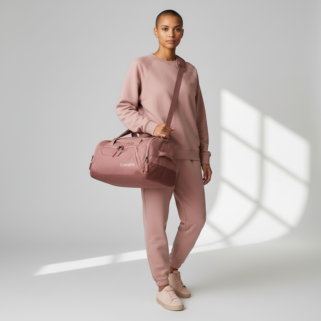 KOFFER-PLUS.COM Travelite Kick Off S rose pink polyester travel bag, 40cm, with shoulder strap and handles.