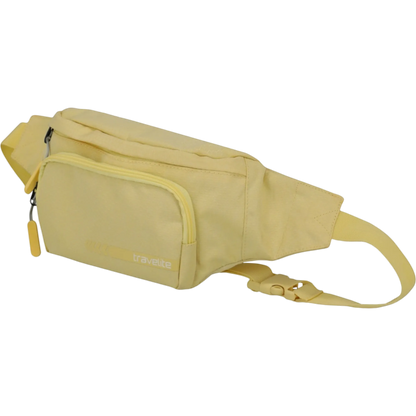 KOFFER-PLUS.COM yellow polyester Travelite Kick Off 30cm waist bag with zip pockets and adjustable strap.